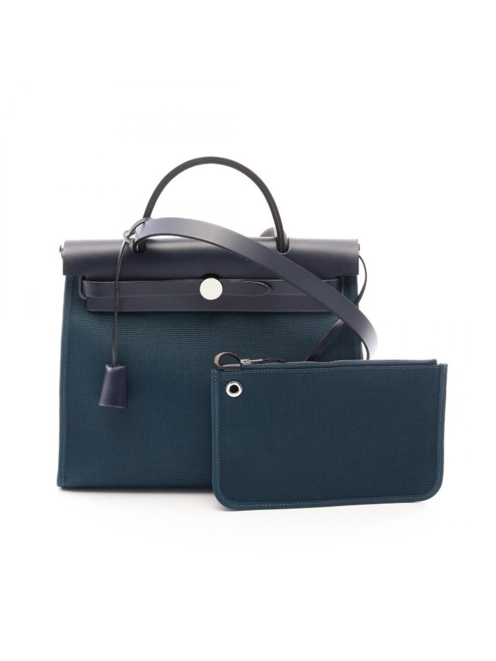 Hermes Handbag Herbag Zip PM Vert Cypres Blue Indigo 2-Way PM